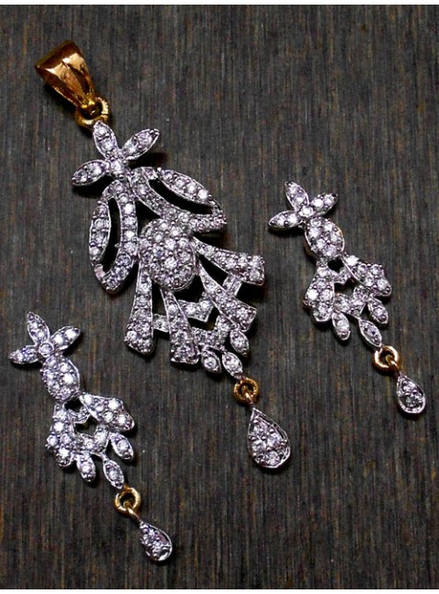 CZ Pendant With Earrings